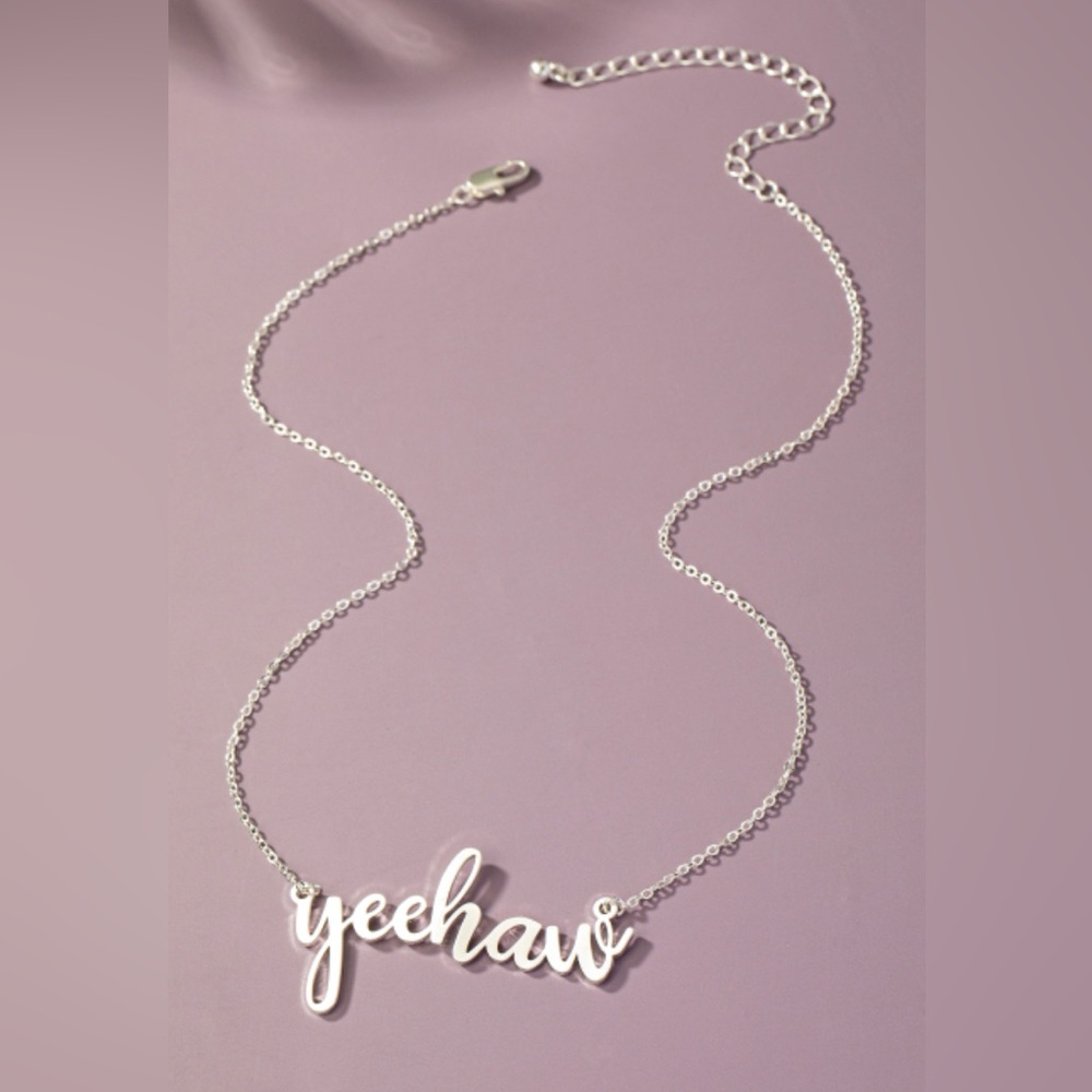 Silver yeehaw statement necklace
